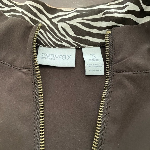 Zenergy by Chico’s women’s Zebra animal print Brown Utility Jacket Size 3 - Picture 4 of 9